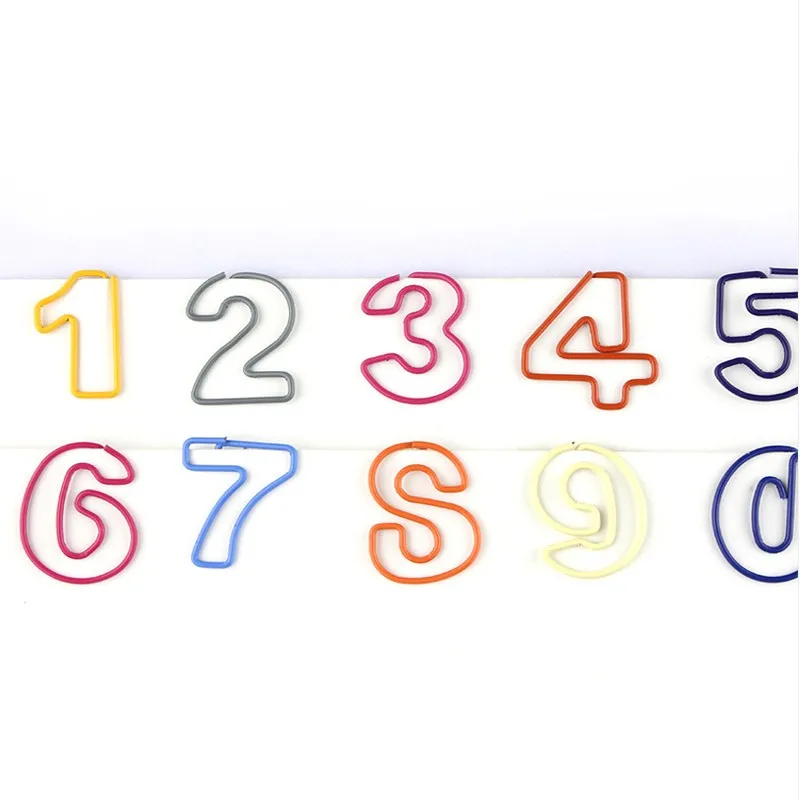 Simple Number Paper Clips 10Pcs Office Study Paperclips Stationery Cute Paper Clips