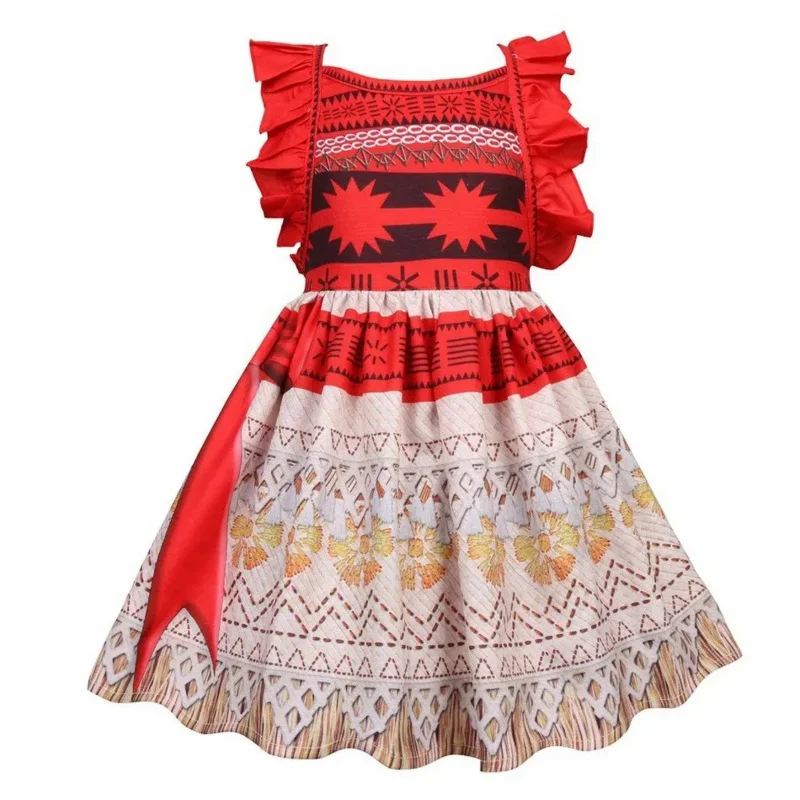 3-10 Years Girls Vaiana Dress Moana Costume Children Halloween Birthday Party Outfit Clothes Kids Carnival Fancy Clothes