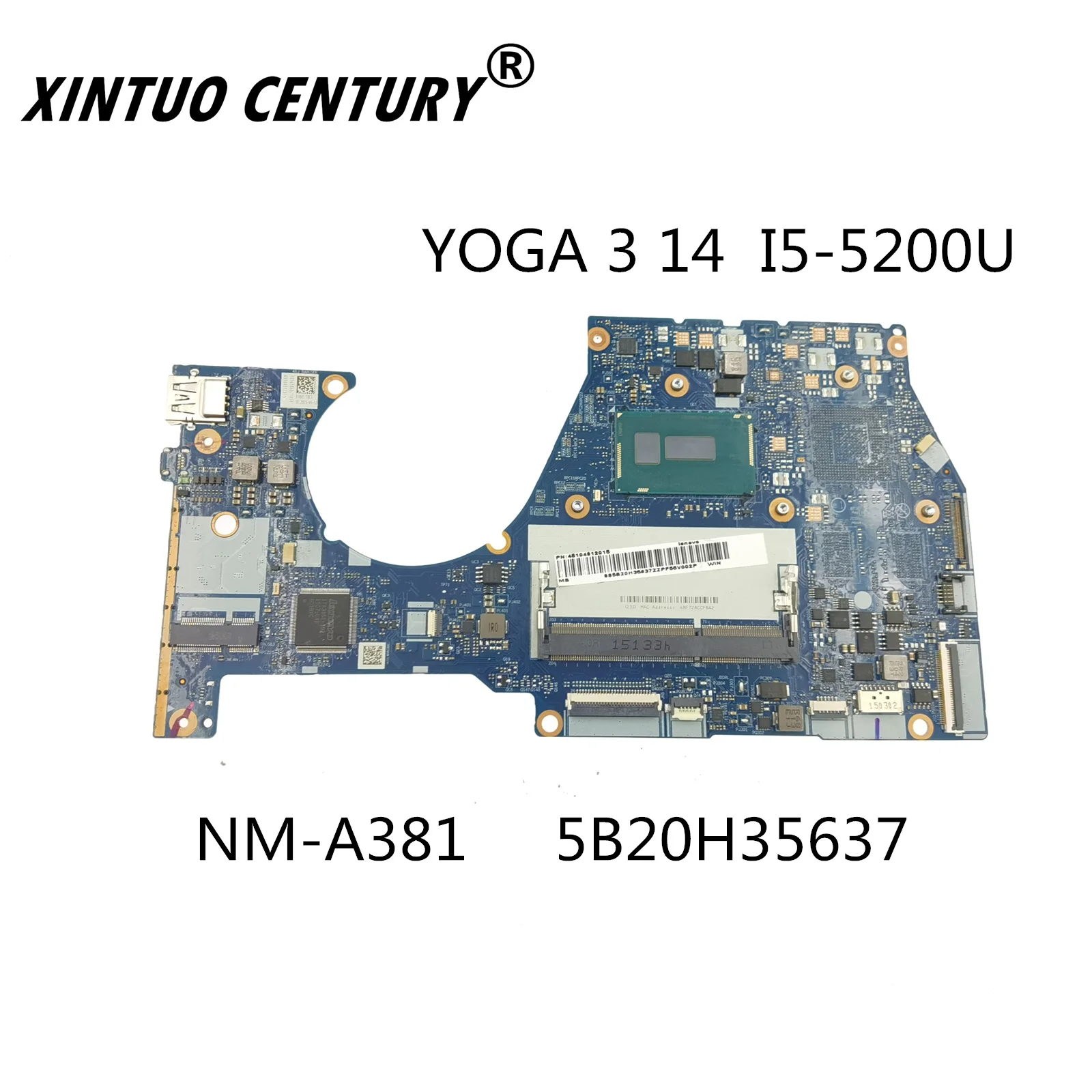 

BTUU1 NM-A381 5B20H35637 motherboard for Lenovo Yoga 3 14 laptop motherboard with SR23Y I5-5200U CPU DDR3L 100% test work