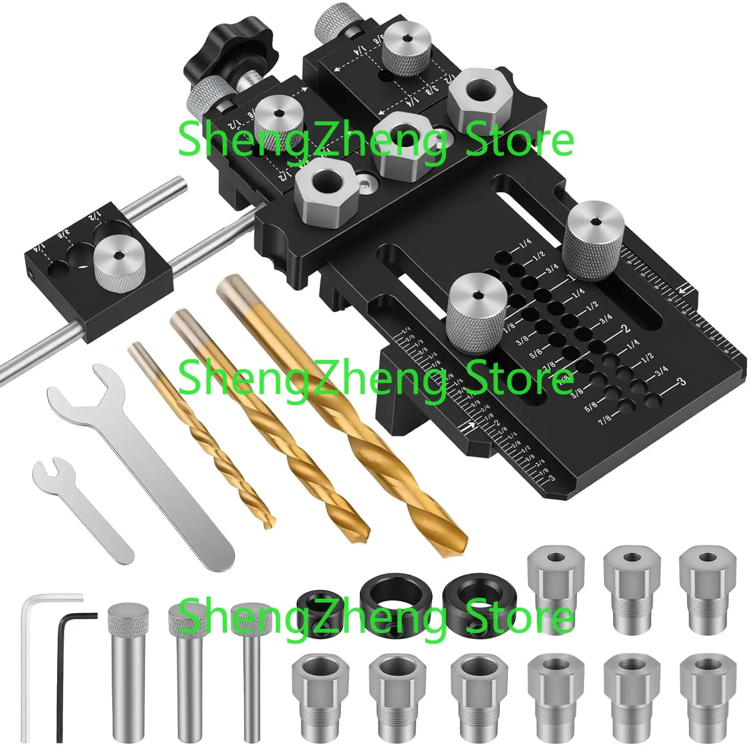 Dowel Jig Kit for Perfect Wood Joints, Self Centering Doweling with 1/4 3/8 1/2 Drill Bushings & Bits, Woodworking Hole Drilling
