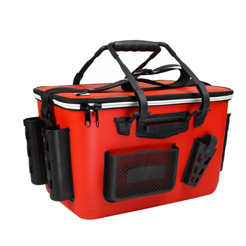 

Zipper Closure Outdoor Fishing Box Multi Pockets Living With Handle Large Capacity Mesh Pouch Tackle Storage Shoulder Strap