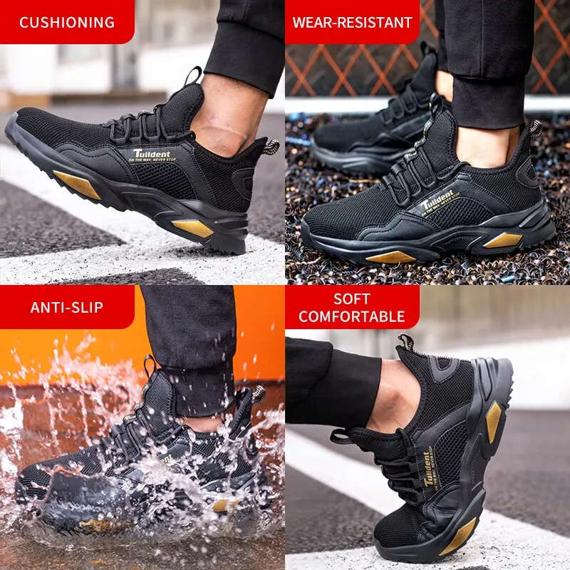 New Safety Shoes Men Boots High Top Work Sneakers Steel Toe Cap Anti-smash Puncture-Proof Work Boots Indestructible Shoes