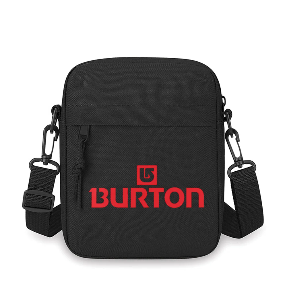 Red BURTON black background Men Crossbody Bag Single Shoulder Women Cartoon Anime Film Printing Design Unisex