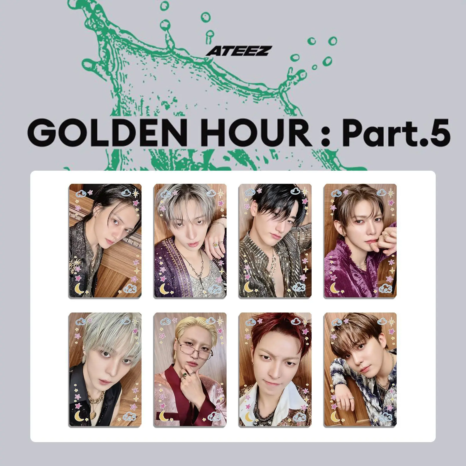 8Pcs/Set ATEEZ New Album GOLDEN HOUR PART 5 Lomo Cards Seonghwa Hongjoong Yunho Jongho Mingi Yeosang Wooyoung San Fans Gifts