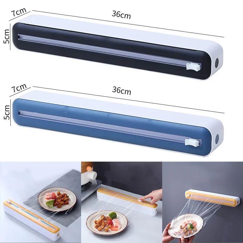 Dispensador de Film Transparente Magnético con Cortador, Caja de Almacenamiento para Papel de Aluminio y Film Estirable