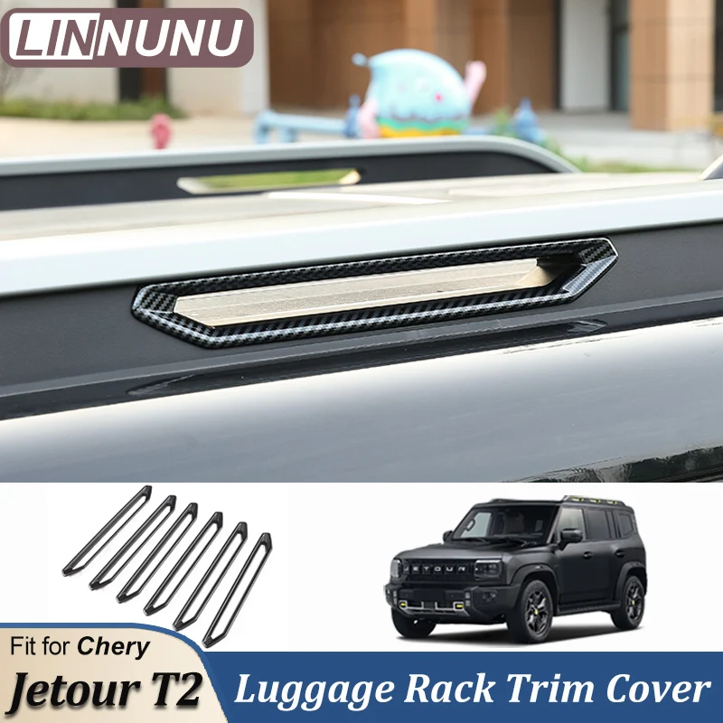 LINNUNU Fit for Chery Jetour Traveller 2023 2024 Jetour T2 Carbon Fiber Style Roof Iuggage Rack Decorative Strip Plate Cover