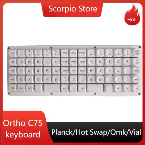 Ortho C75 Planck Mechanical Keyboards Custom Single Mode Qmk/Vial in Line Layout Orthogonal Hot Swappable Wired Type-C Keyboard