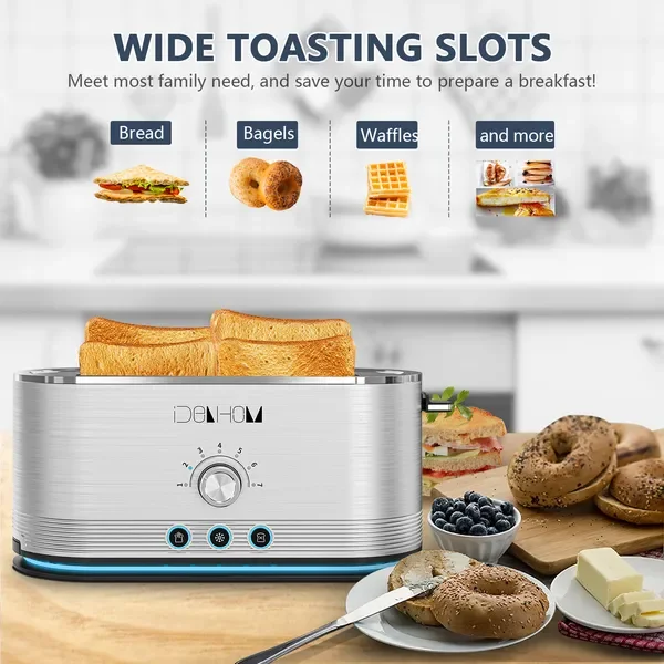 محمصة خبز 4 شرائح، 7 إعدادات، تذويب/إعادة تسخين، صينية كسرات قابلة للإزالة، ستانلس ستيل، 1350 وات، فضي #3