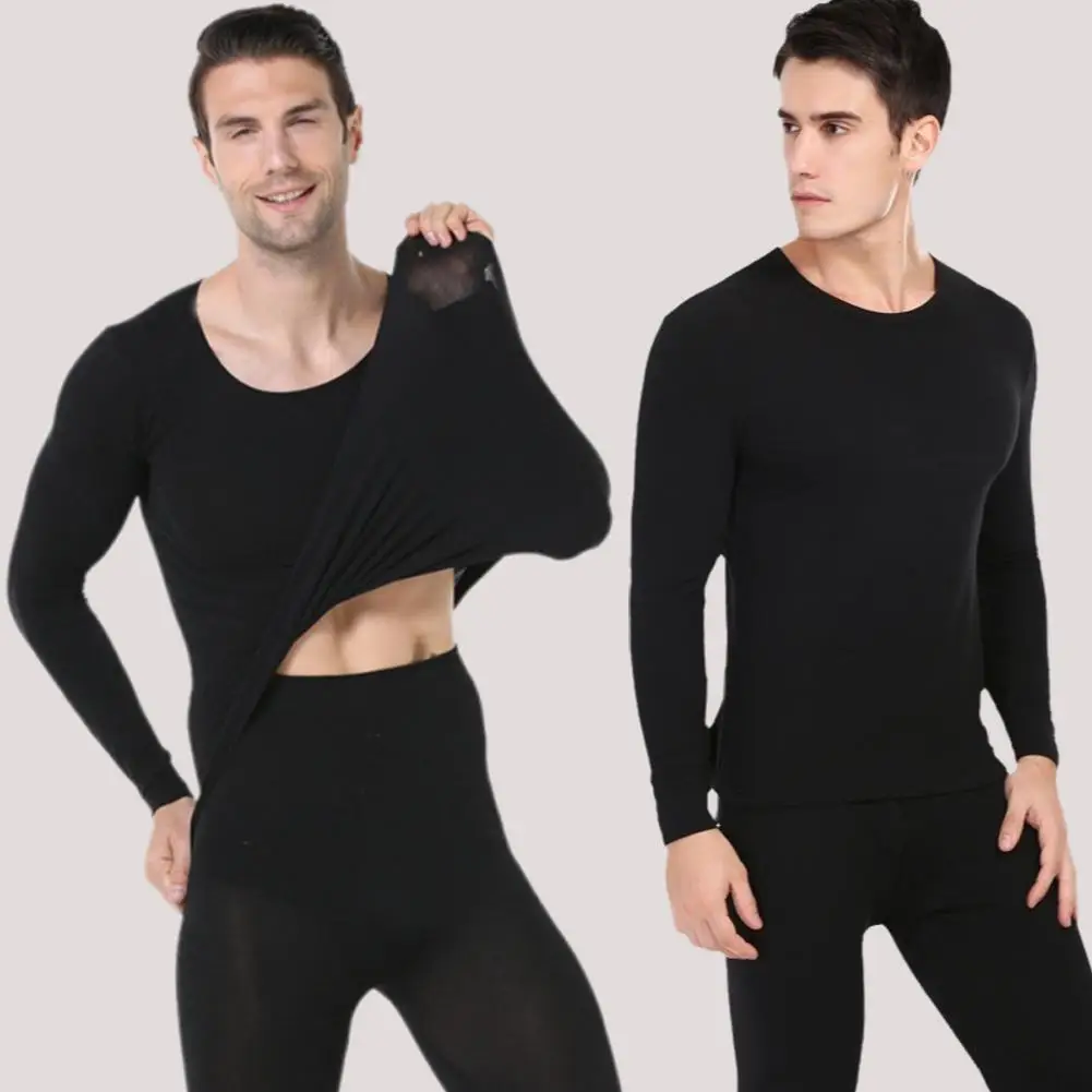 New Winter Thermal Underwear Set Men\'s O-neck Long And Tops High Elasticity Comfortable Men\'s Cold Protection Suit