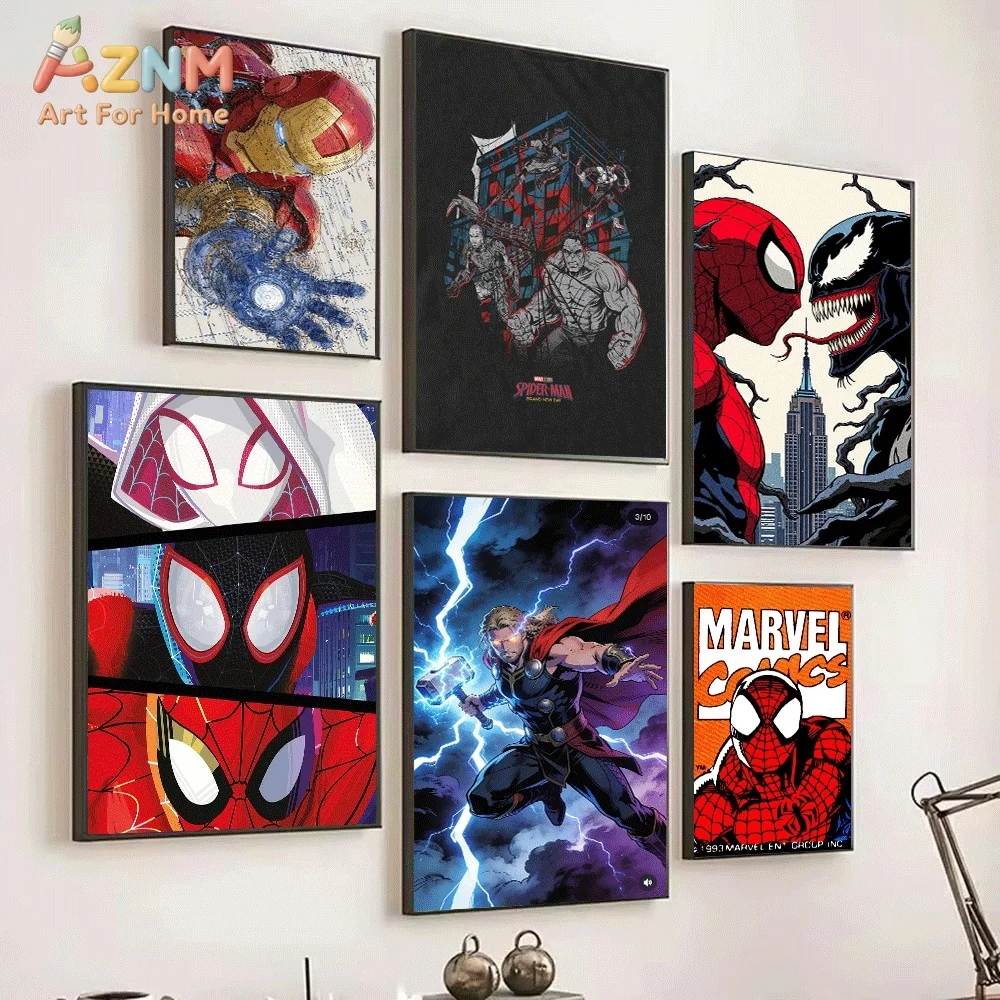 AZNM Iron Man Armor Mechanical Blueprint Sketch Canvas Wall Print, Superhero Helmet Arc Reactor Tech Drawing Comic Pop Graphic view 4