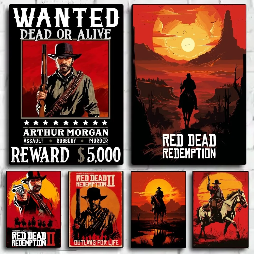 Red Dead Redemption 2 Game Poster HD art sticky wall waterproof home living room bar decoration