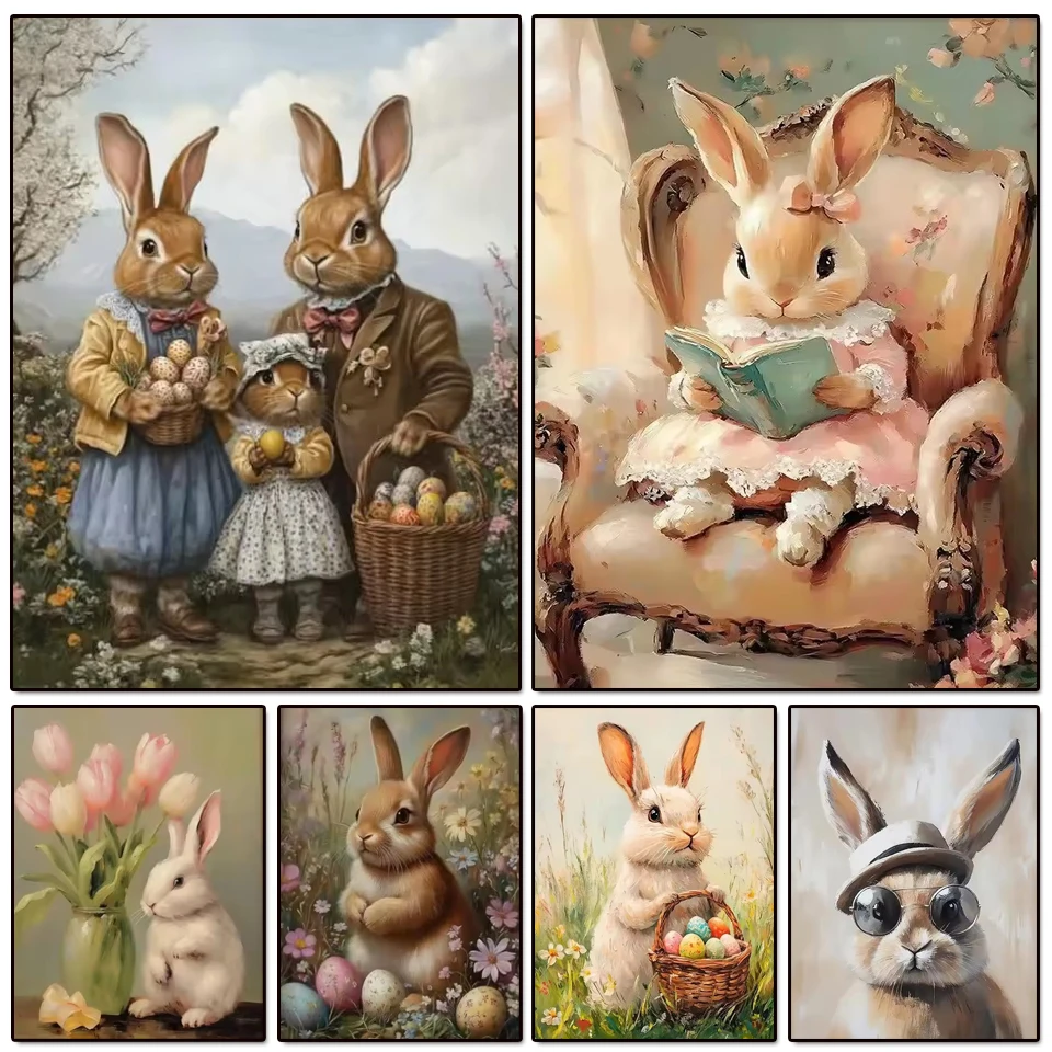 

DIY 5D Diamond Painting New Arrival Cute Rabbit Full Square Round Drill Embroidery Animal Easter eggs Picture Mosaic Wall Decor