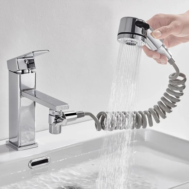 

Смеситель для ванной комнаты, внешний душ, ручной распылитель, смеситель для раковины для мытья волос, экономия воды, гибкий набор удлинителей крана, набор