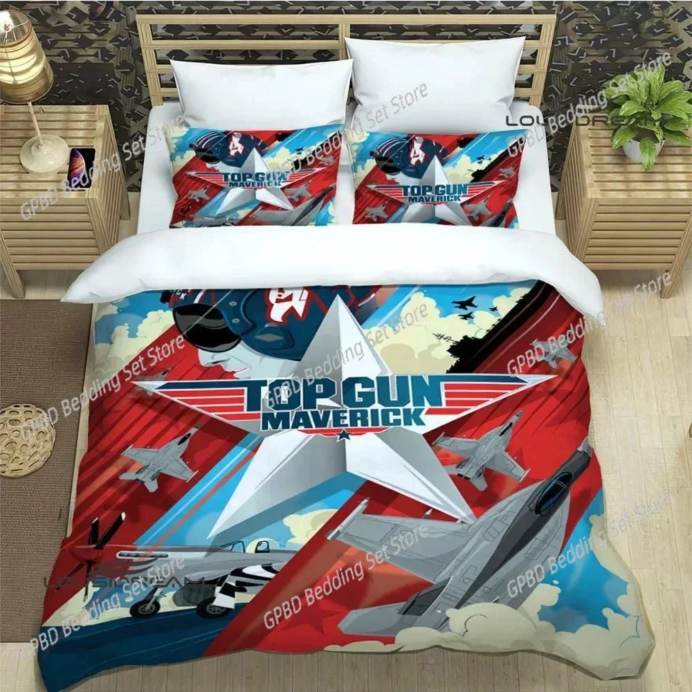 Movie Top Gun Comfortable Duvet Quilt Cover Pillowcase Bedding Set Children Bedroom Decoration Home Textile