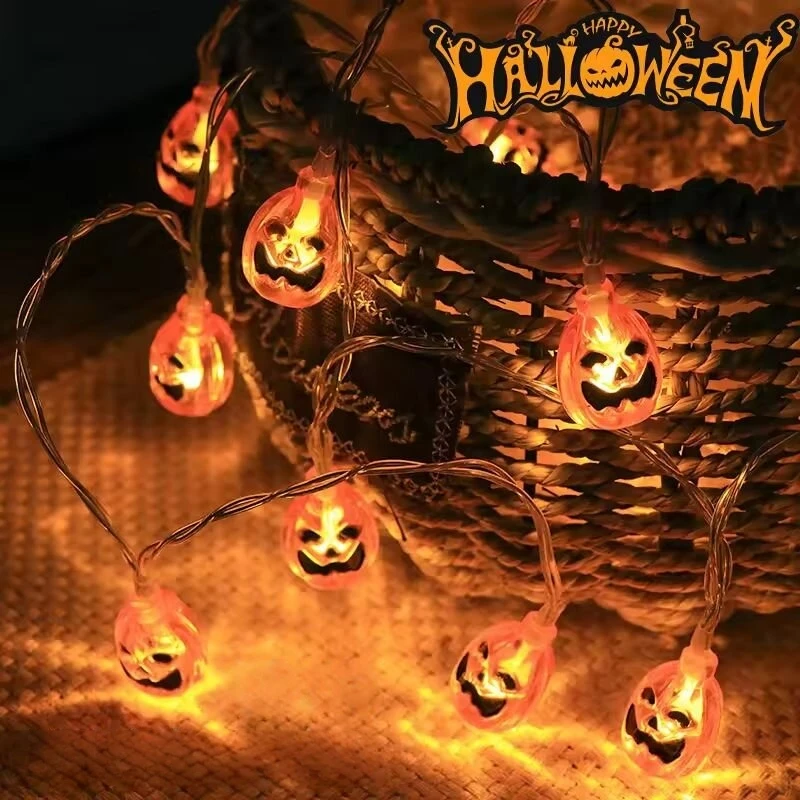 Halloween Pumpkin String Light 1.5m10LED/3m20LED Battery Powered Festival Lamp Horror Atmosphere Light For Party&Haunted House