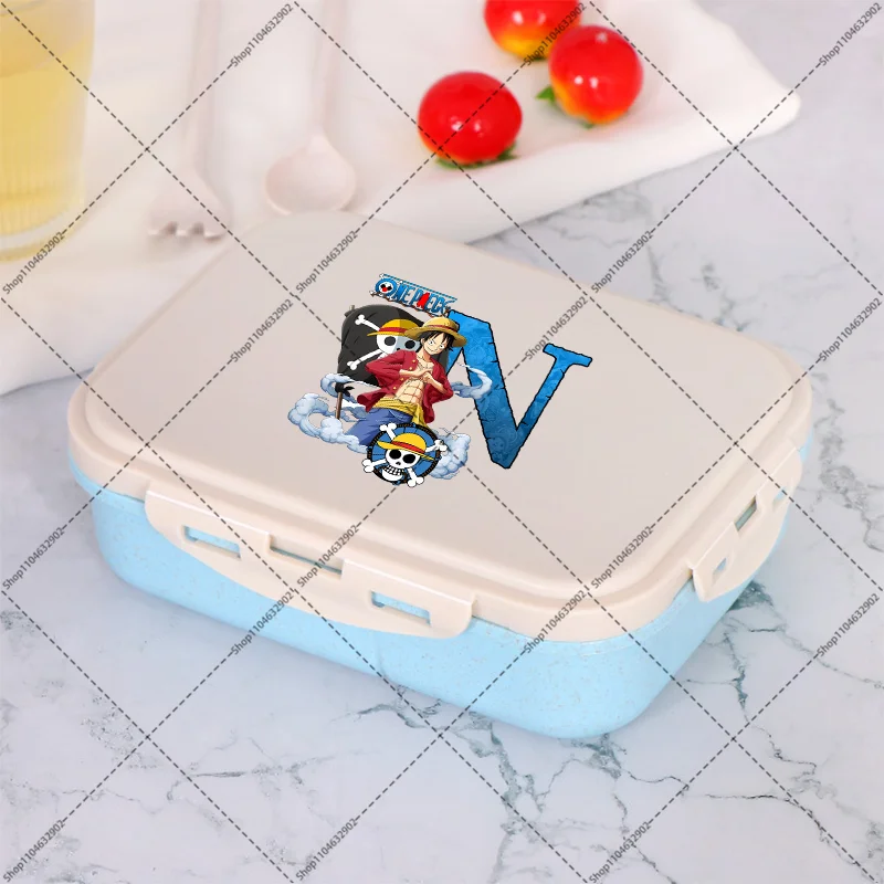 Цельный ланч-бокс Bento, портативные контейнеры для хранения еды, мультяшный аниме-узор, ланч-бокс с буквенным принтом A-Z, милый контейнер для еды