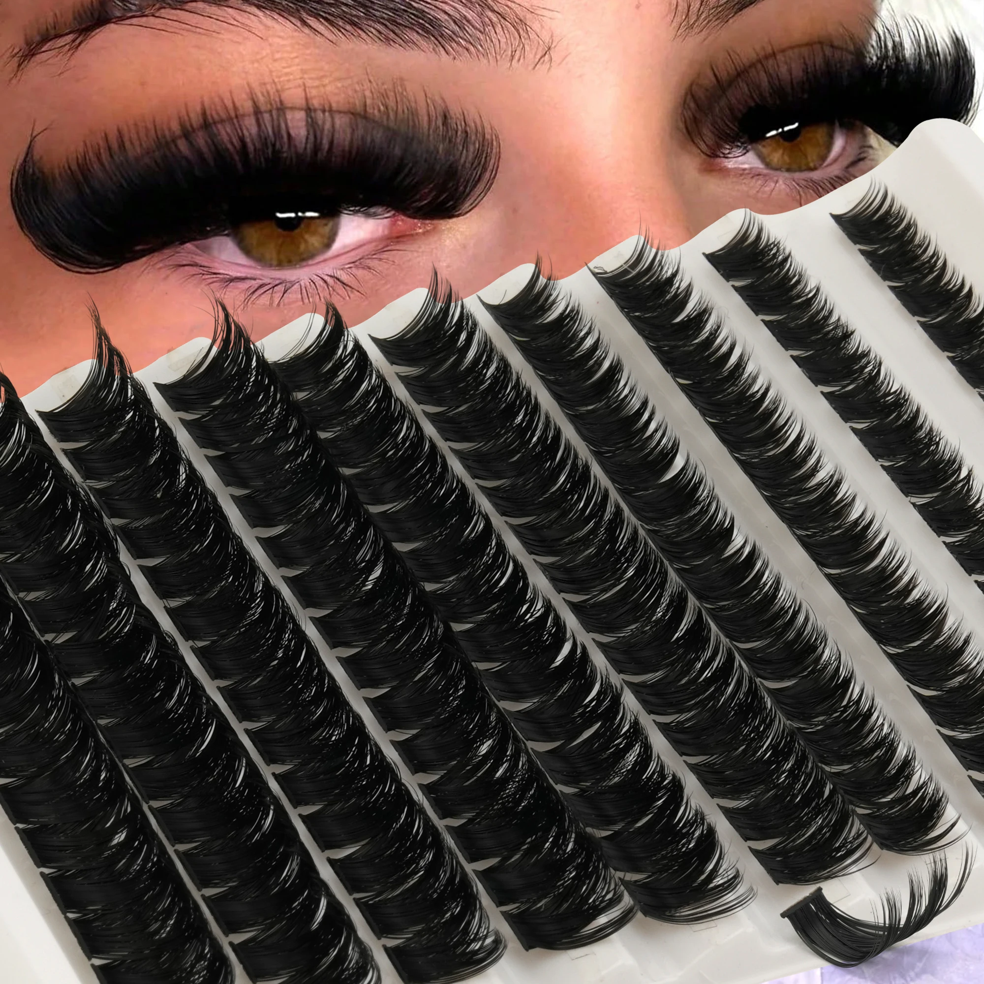 Multi‑Row Large Pack DIY Cluster Individual Lashes 8‑16mm Mixed Length Faux Mink Reusable False Eyelashes for Home Women Makeup