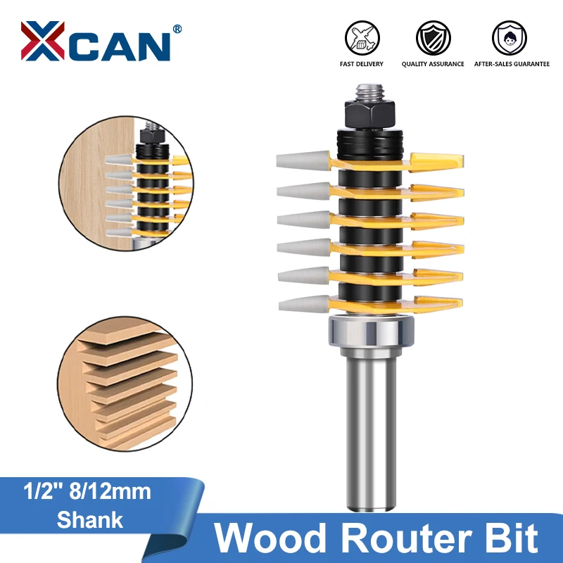 

XCAN Router Bit 1/2" 8mm 12mm Shank Tenon Cutter 2T/3T Adjustable Finger Joint Router Bit for Woodworking Tool 1pc