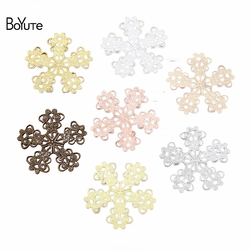 

BoYuTe (50 Pieces/Lot) Metal Brass Stamping 34MM Filigree Flower Bridal Hair Accessories Diy Jewelry Materials