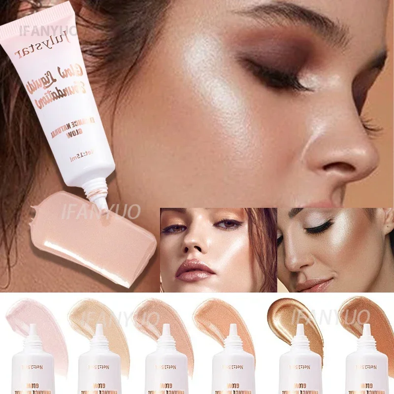 Liquid Pearlescent Foundation High Coverage Concealer 3D Contour Shadow Waterproof Lasting Brighten Shiny Face Body Highlighter