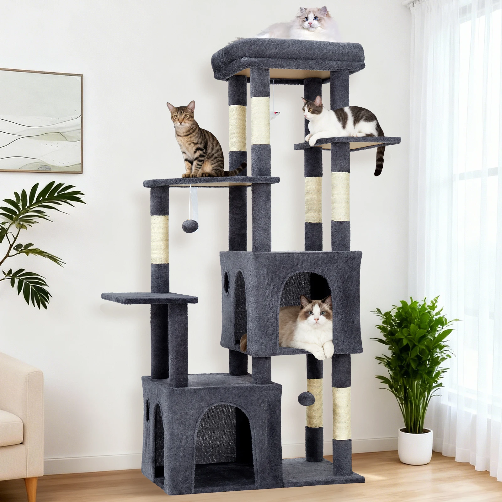 Árbol para gatos de 61 pulgada - Cat Scratching Post Sisal Tree Tower reseña y precio