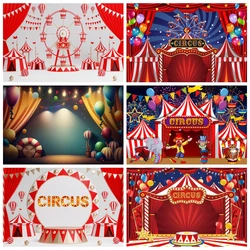 Circus Backdrops For Photography Newborn Baby Birthday Balloon Ferris Wheel Party Backgrounds Carnival Photocall Photo Studio
