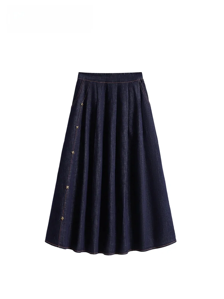 

High Waist Denim Skirt for plus Size Women Pear ape Body Slimming Skirt Spring New Sle Casual Comfortable Cotton Blend