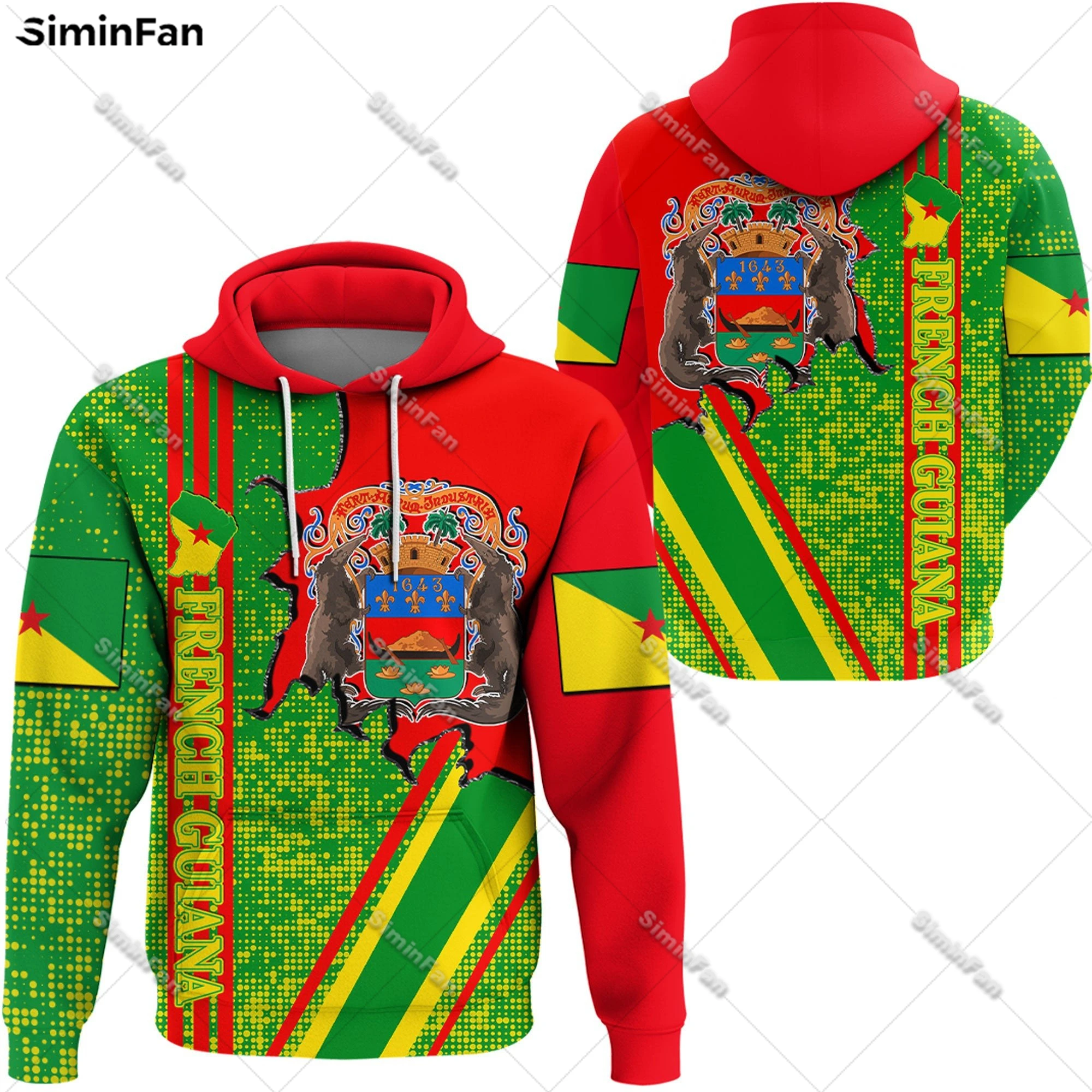 Guyana Ghana Coat Of Arms Mens Hoodie 3D Full Printed Hooded Pullover Zip-up Jacket Male Sweatshirt Unisex Outerwear Female Top