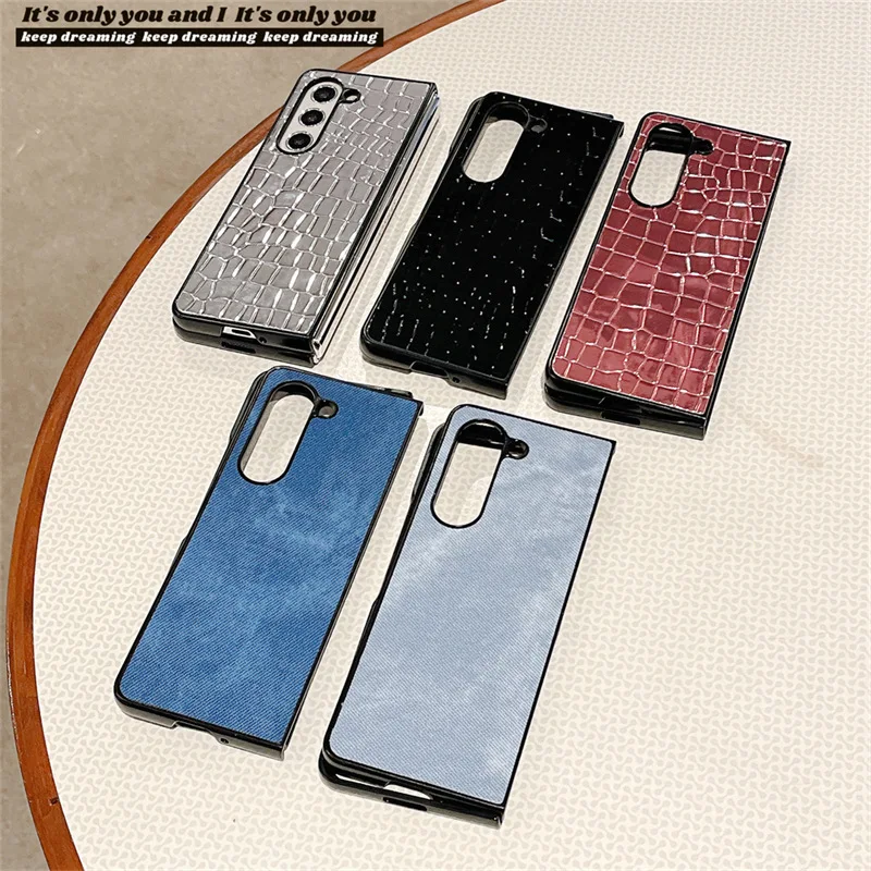 

Crocodile Pattern Denim Pattern Phone Case for Samsung Galaxy ZFold 6 5 4 Protective Back Cover for ZFold4 ZFold5 ZFold6 Shell