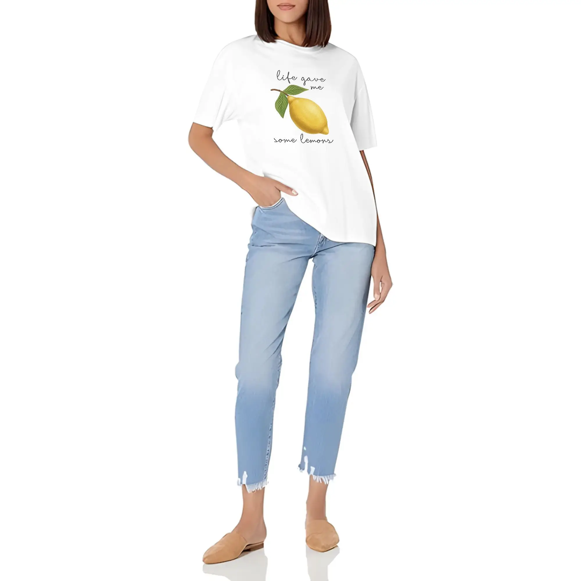 Jesus Lemonade Shirt, But My Jesus He Be Makin Lemonade, Graphic Tee For Women, Casual Round Neck Short Sleeve T Shirt
