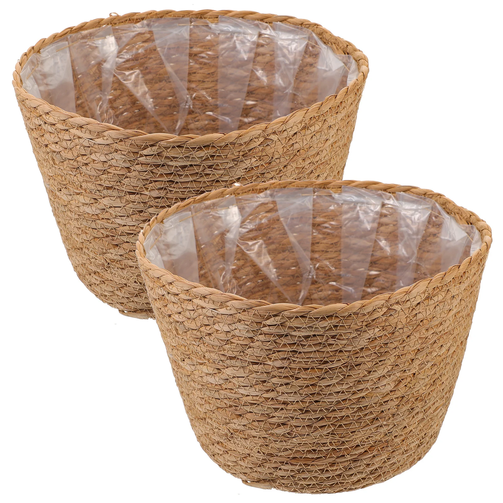 

2Pcs Straw Woven Basket Flower Arrangement Basket Multi-Functional Plant Pot Holder Indoor Rustic Storage Decoration