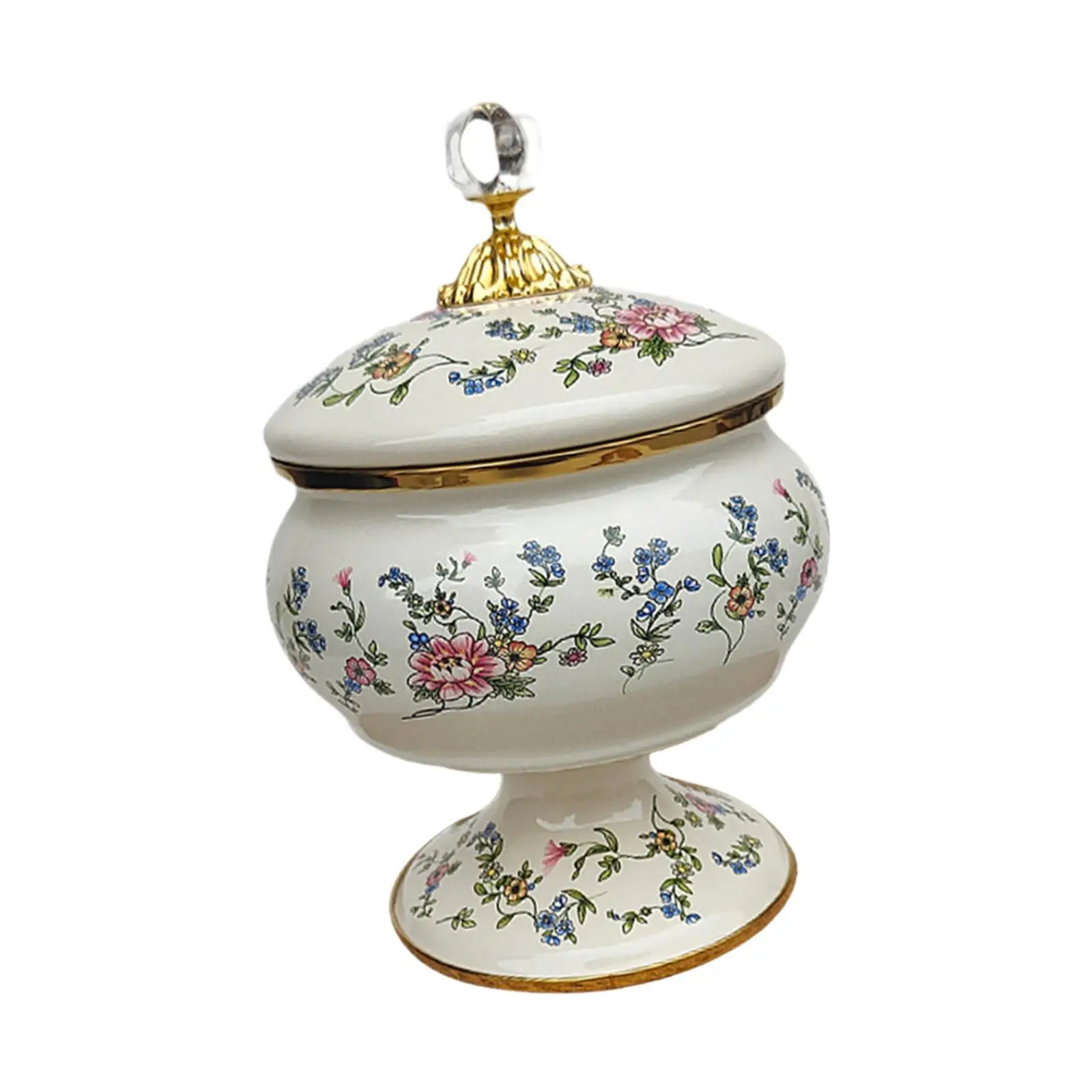 Enamel Storage Jar Multipurpose Floral Pattern for Tea Restaurant