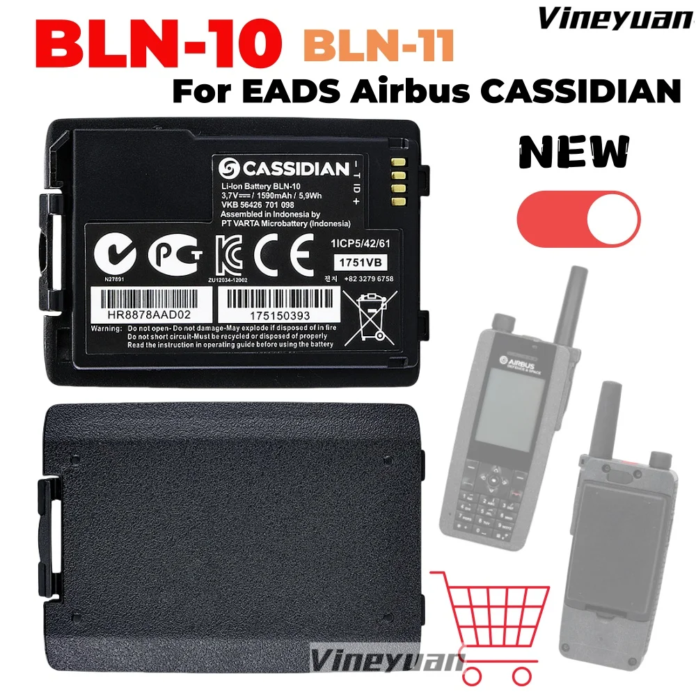 100 قطعة BLN-10 3.7 فولت 1590 مللي أمبير 5.9Wh بطارية ليثيوم أيون ل EADS ايرباص كاسيديان TH1N راديو تترا يناسب البطارية الجزء رقم. BLN-11