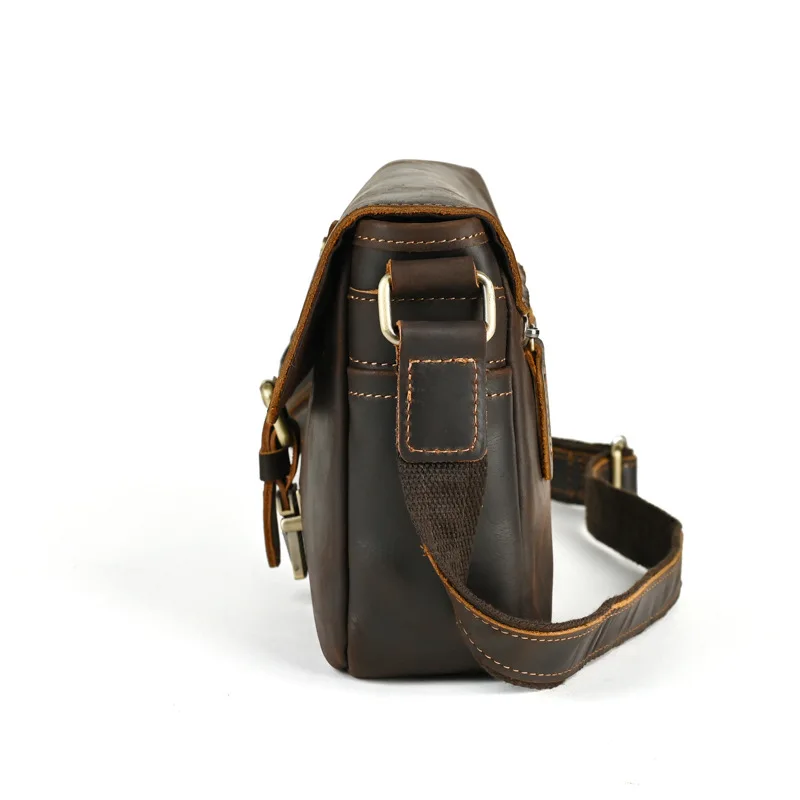 LD-Crazy Horse Leather Casual Men's Crossbody Bag, Genuine Leather Retro Versatile Single Shoulder IPad Bag