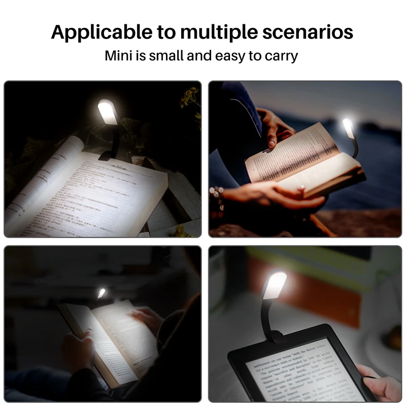 Book Light, USB Rechargeable Reading Light With Contact Sensor, Flexible Clip On Book Light For Reading In Bed
