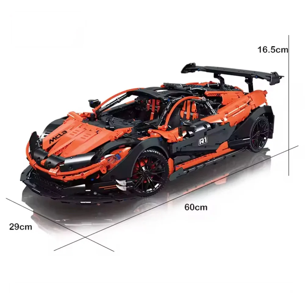 High-Tech JIESTAR 91104 MOC Maikalun P1 Super Sports Car Black Orange Racing Moc Modular Building Blocks adult Model Toy 3316pcs view 5