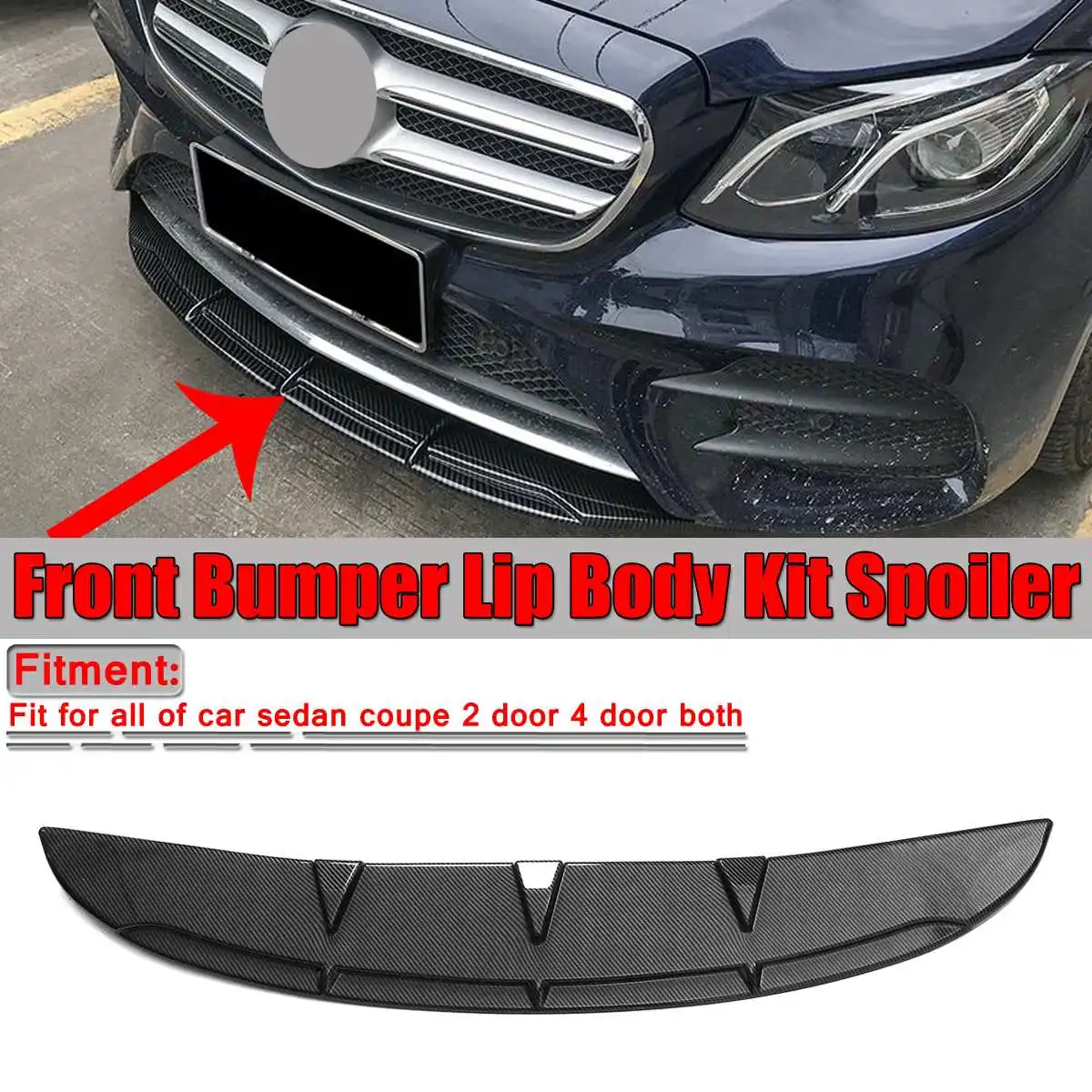 

Glossy Black / Carbon Fiber Look Universal Car Front Bumper Lip Spoiler Diffuser Fins Body Kit Car-styling For Benz For BMW