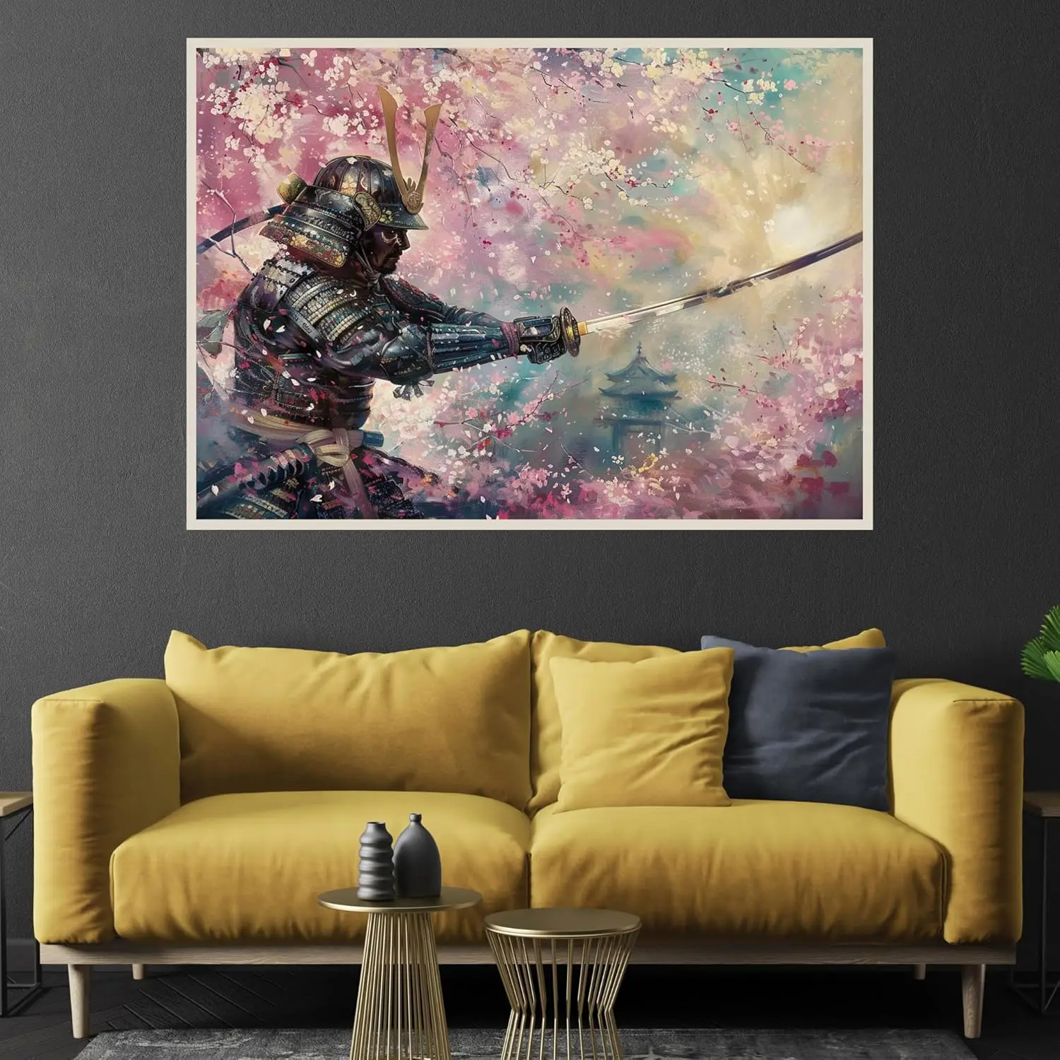 Cherry Blossom and Samurai 1000/500/300 Pieces Jigsaw Puzzles Challenging Family Activity Games for Gameroom Bedroom Livingroom