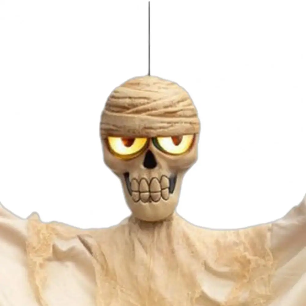 Halloween Hanging Mummy Decoration with Scary Sounds, 31.5 Inch Voice Activated Mummy with Glowing Skull Eyes for Haunted House