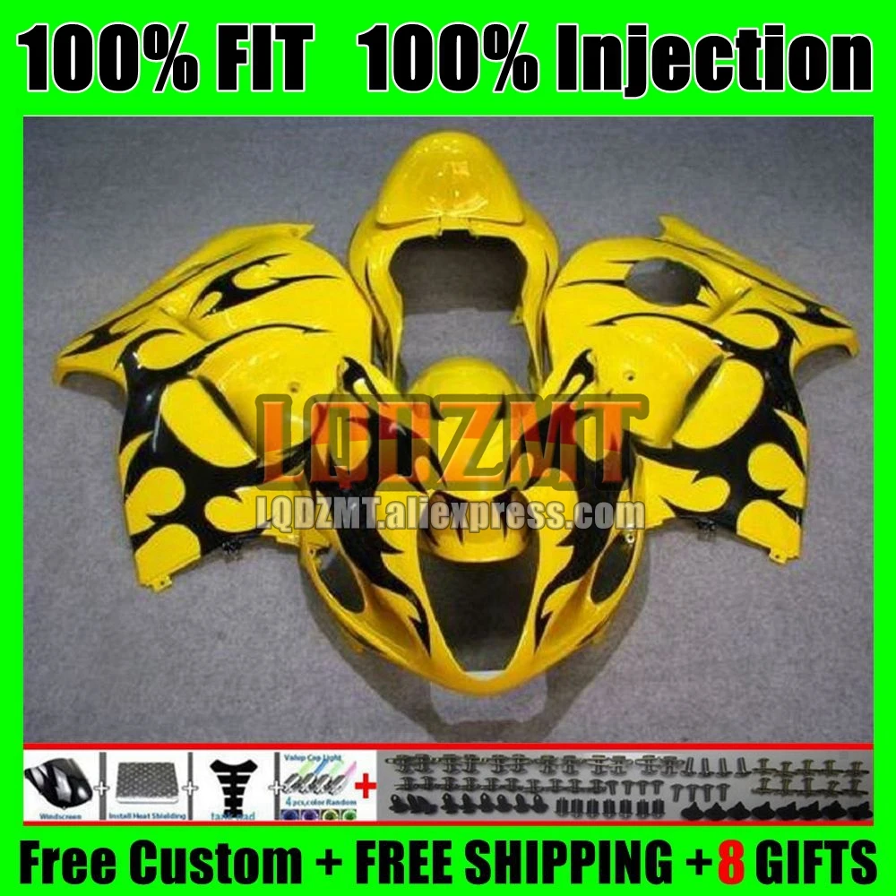 Fairing For SUZUKI Hayabusa GSXR1300 2008 2009 2010 2011 2012 2013 Yellow flames 29No.6 GSXR 1300 GSXR-1300 14 15 16 17 18 19 20