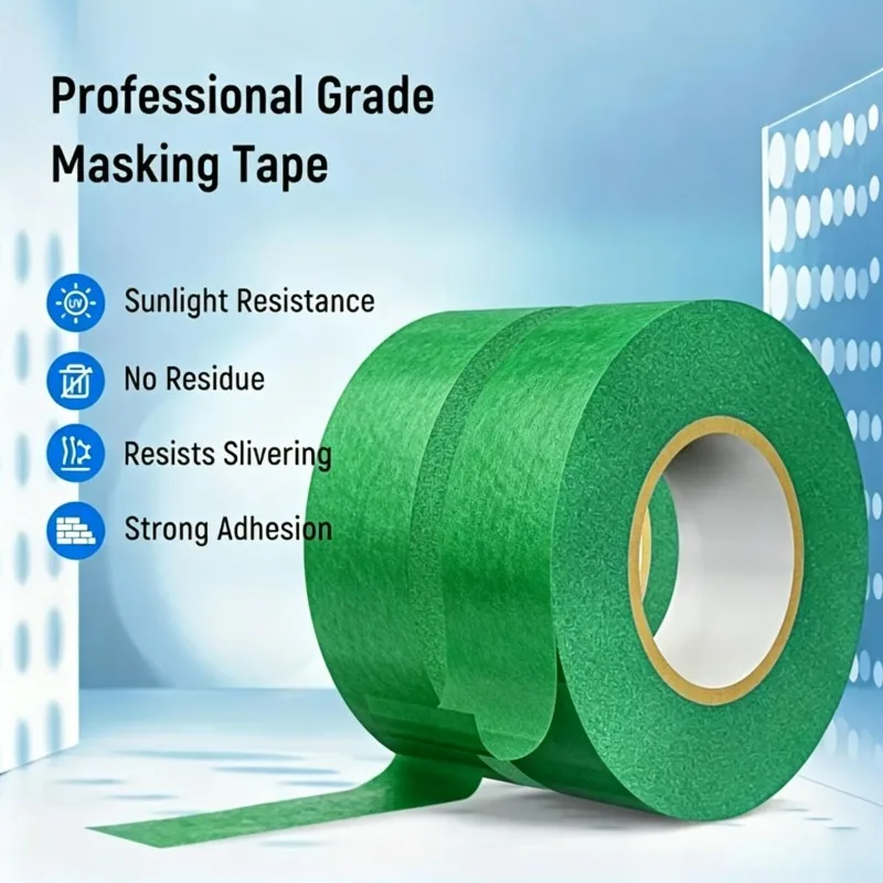 Green Painter's Tape 2 Rolls, 2CM x 10M, Multi-for Surface Masking Tape, Art Paper, Seamless Color Separation, DIY