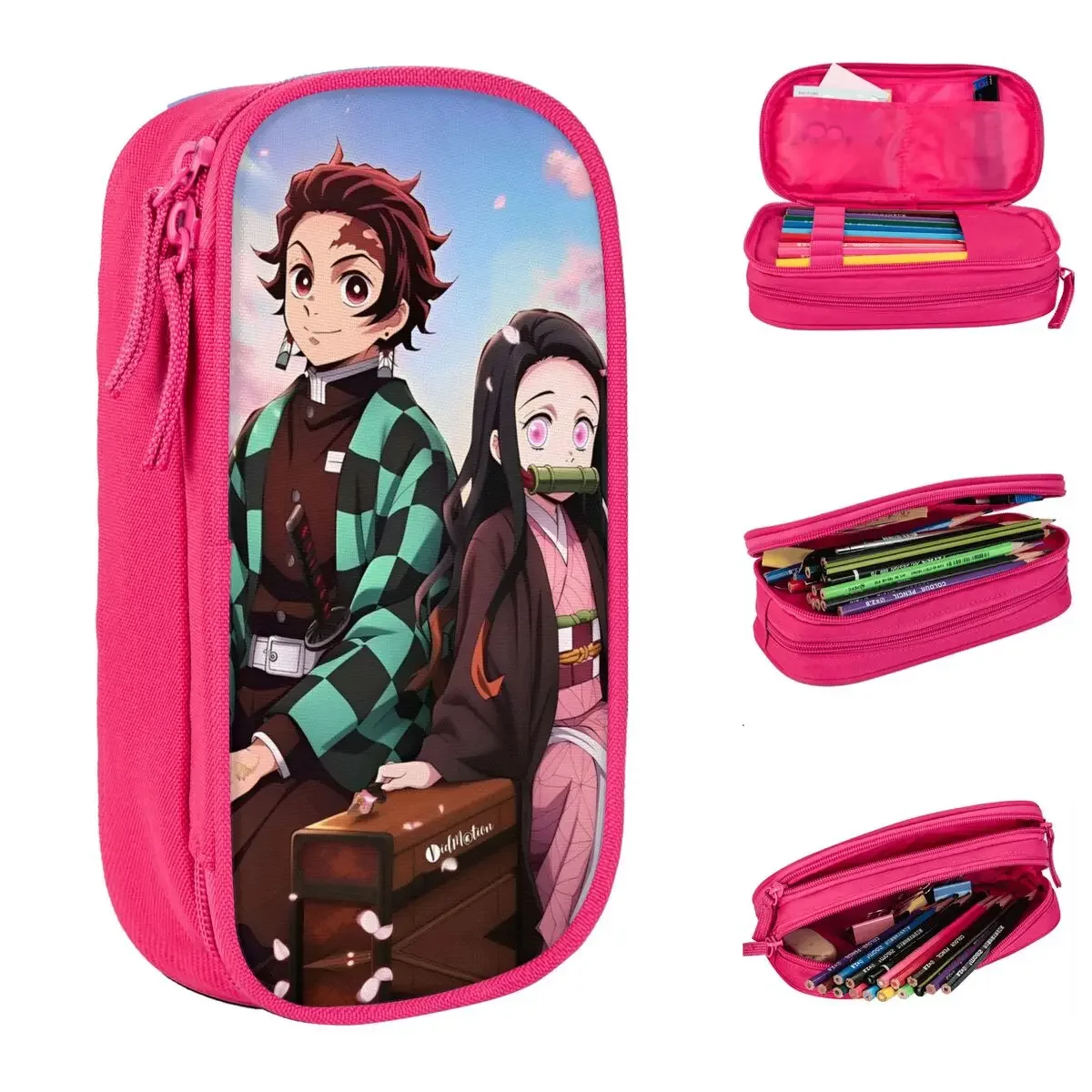 Fashion Demon Slayer Nezuko Tanjiro Pencil Cases Pencil Box Pen Holder Big Capacity Bag Students School Cosmetic Stationery