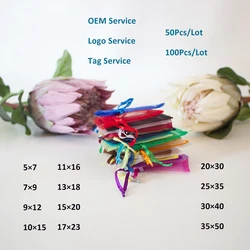 50Pcs7X9 9X12 10X15 13X18cm Portable drawstring organza bag Gift bag Jewelry packing pouches wedding Christmas custom Logo