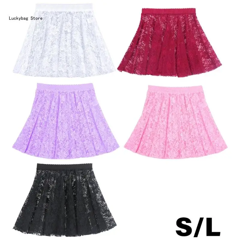 

Kids Girls Ballet Wrap Skirt for Teens Toddler Sheer Flower Lace Elasitc Waistband Short Skirts Ballet Dance Clothes