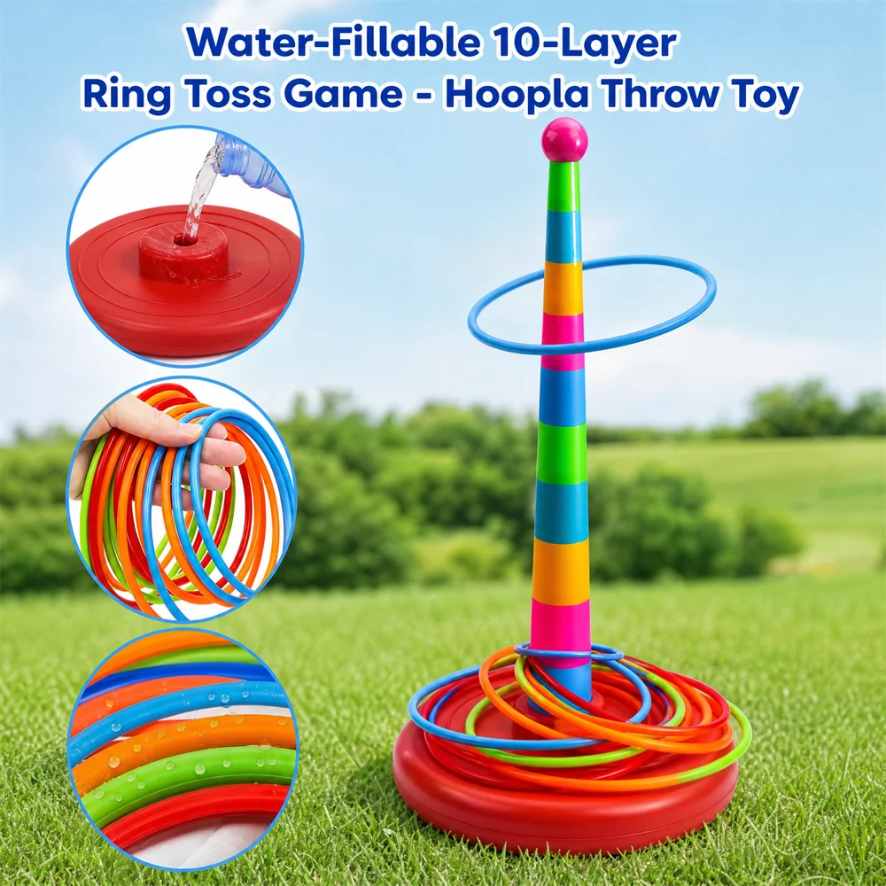 Verdickter Reifenring, wasseraufladbar, 10-lagig, Ringwurf, Kinderwurf, Kreis, Reifen, Spiel, Zwinge, gestapeltes Spielzeug, interaktives Geschenk