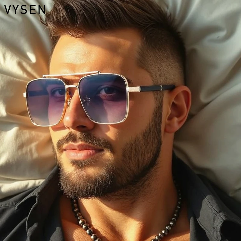 

Oversized Square Sunglasses Men Big 2025 Luxury Vintage Punk Metal Frame Double Beam Sun Glasses For Male Eyewear UV400 Driving