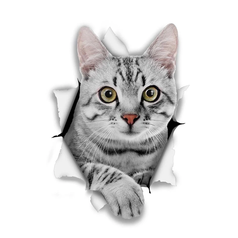 

32715# GREY TABBY Self-adhesive Decal Car Sticker Waterproof Auto Decors on Bumper Rear Window Laptop
