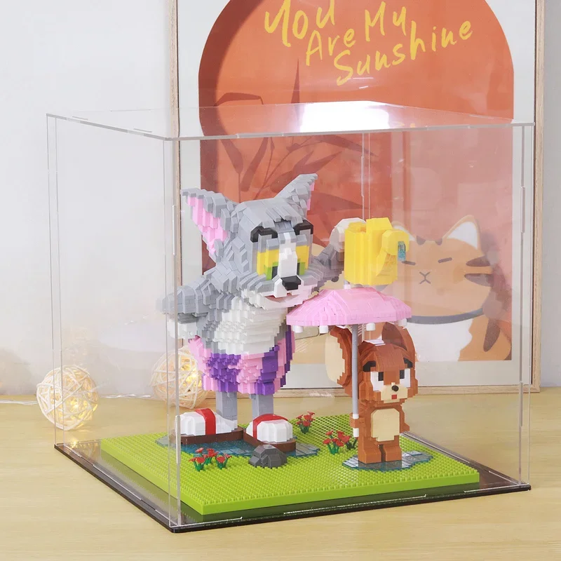Micro blocs de construction Tom et caution, scène de chat et de souris, modèle d'assemblage 3D, anime drôle, mini brique, figurine, jouet pour cadeau de Noël