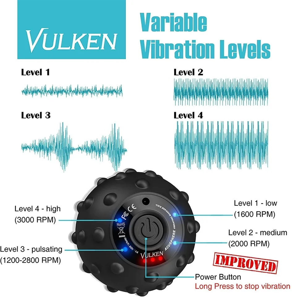 4 Speed High Intensity Vibrating Massage Ball for Muscle and Plantar  Fasciitis Pain Relief Yoga Fitness Electric Massage Rolle