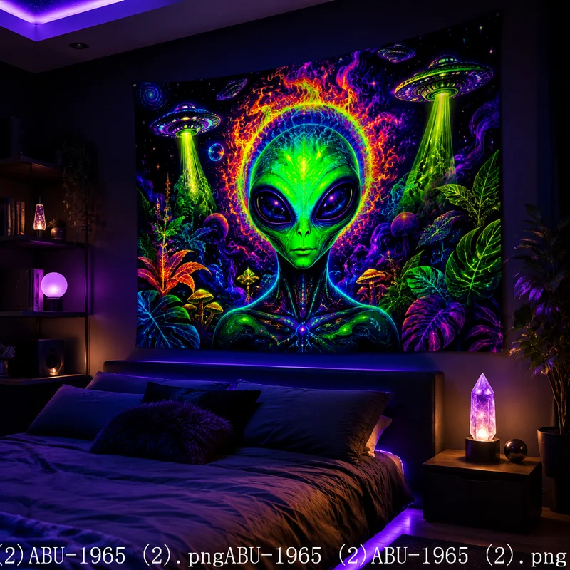 VIKAMA Mushroom & Star Psychedelic Wall Tapestry, HD Digital Printing, Decor for Bedroom Guest Room Living Room